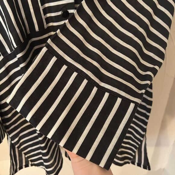 IC by Connie K Women’s Size XL Black and White Striped Button up Top - Picture 6 of 10